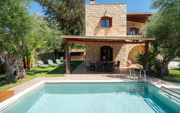 Villa Nipos: Balcony / Terrace / Patio, Building Exterior, Garden, Outdoor, Pool