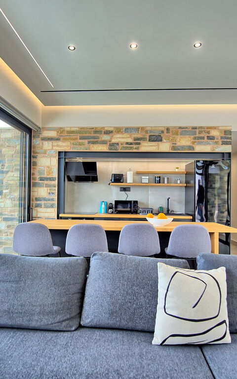 Villa Kallos: Dining Room, Kitchen, Living Room