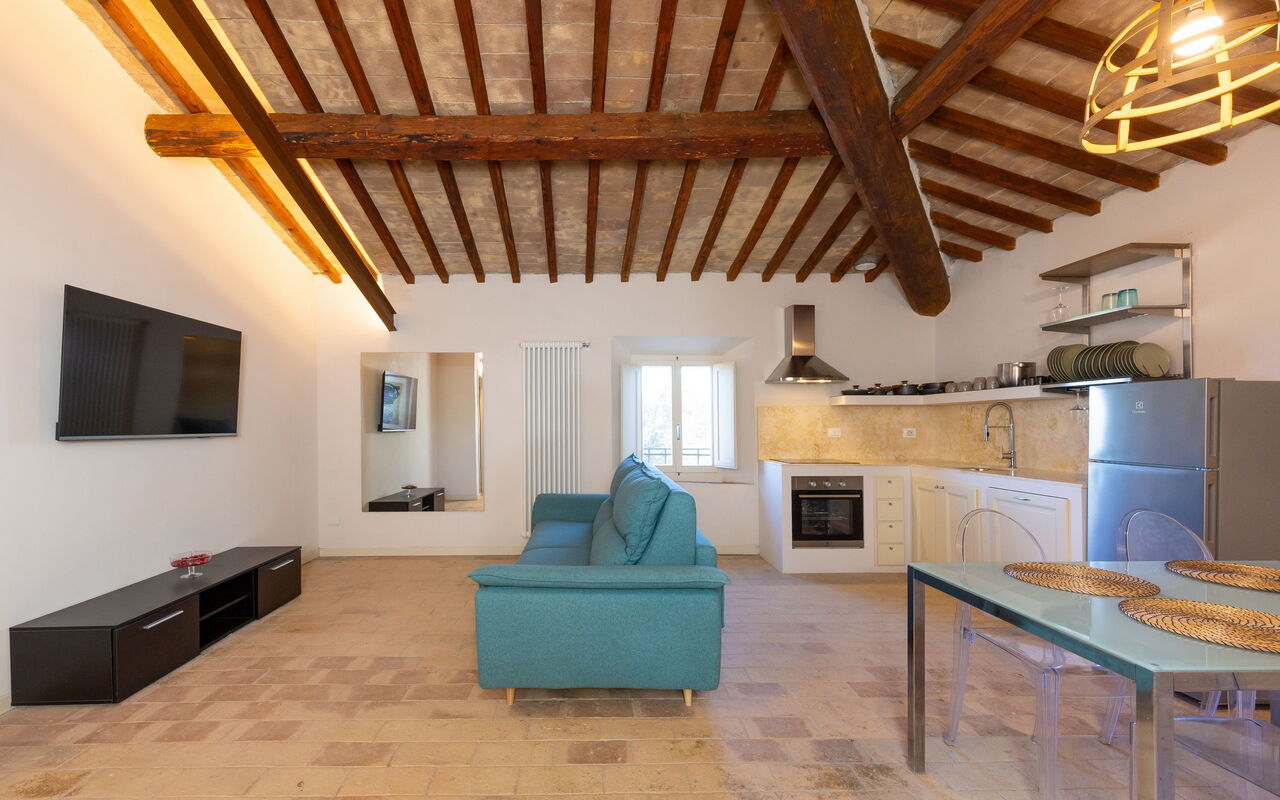 Accommodation Borgo Ariano 7: Bedroom, Dining Room, Living Room